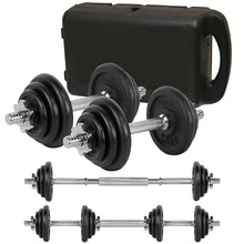 Load image into Gallery viewer, 20kg Cast Iron Adjustable Dumbbell &amp; Barbell Set in Chrome
